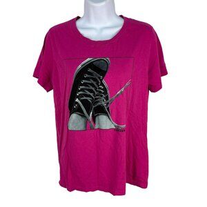 Converse Classic Fit Size XL Pink T-Shirt With Black Sneaker Graphic